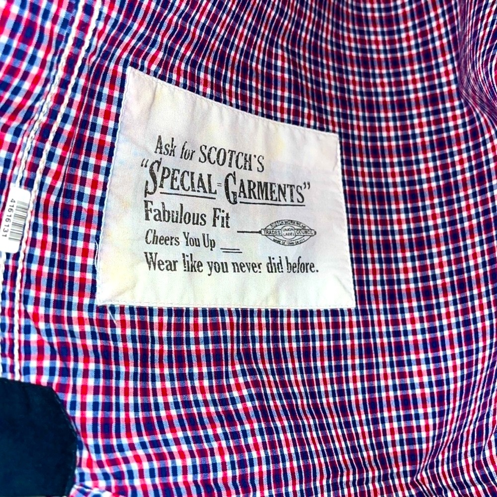 Scotch & Soda Men's Blue & Red Checkered Button Down. L. New Unworn Condition. - Picture 6 of 8